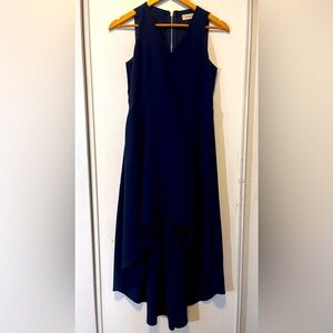 Dark Long navy blue High-Low dress perfect for formal occasions